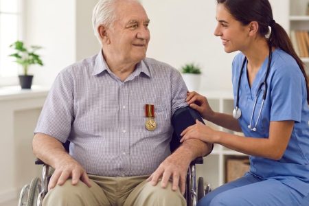 Veteran Elder attended by nuerse